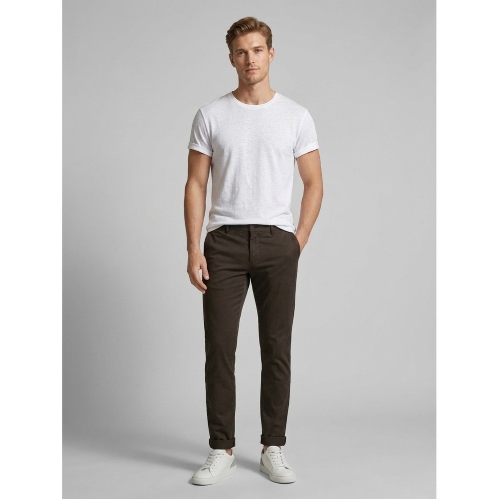 Mason's Torino Slim Fit Chino Pants Mens 50 Dark Brown Cotton Blend Trousers